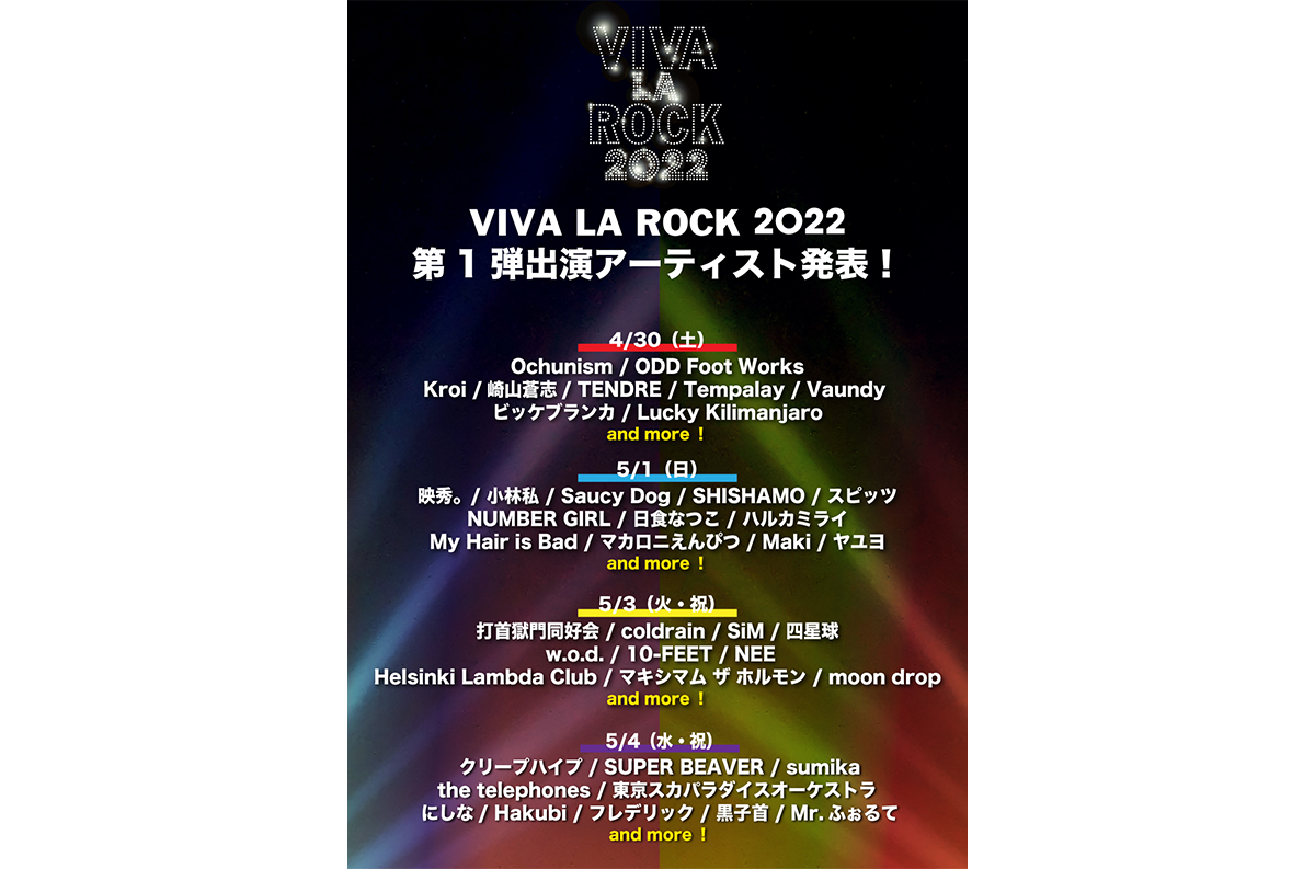 VIVA LA ROCK 2022、出演アーティスト第1弾にビッケブランカ、スピッツ